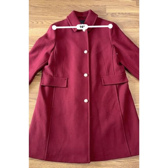 Kate  spade BURGUNDY PEARL BUTTONS A-line Wool Blend Coat size XL - Picture 2 of 13